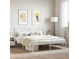 Vidaxl Estrutura De Cama Com Cabeceira 160x200 Cm Metal Branco