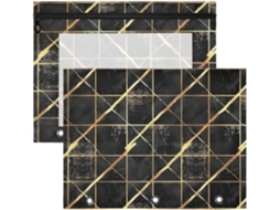 Conjunto de 2 Adoráveis Nécessaires Maquiagem com 3 Compartimentos para Folhas A4, Feitas Papel A4 Estampa Geo