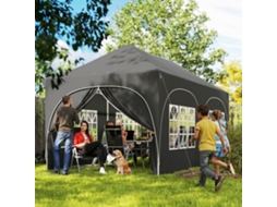 Tenda Pop-up 6x3 Metros Cinza Escuro Com 4 Painéis Laterais Removíveis, Altura Regulável E Maleta De Transporte Inclusa -br