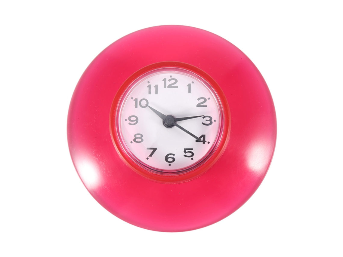 Reloj De Pared De Cuarzo Impermeável Con Succión Para Baño Cocina Decoración Rojo