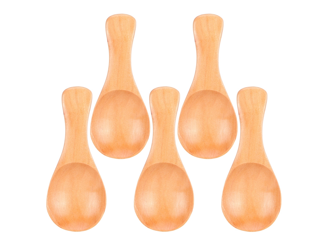 5pcs Colher de Madeira S/MARCA pequena para sorvete tempero açúcar café chá utensílio de cozinha