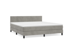 Cama com Molas e Colchão Veludo Cinzento Claro MAISON EXCLUSIVE (180x200 cm)