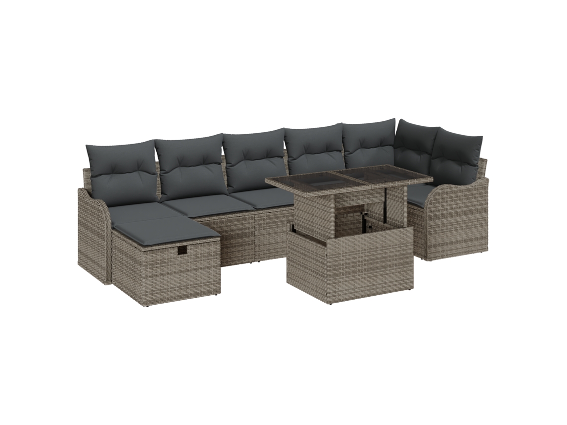 Conjunto 8 Conjunto De Sofá Modular Vidaxl Cinzento Vime Pe (100 X 55 X 73 Cm)