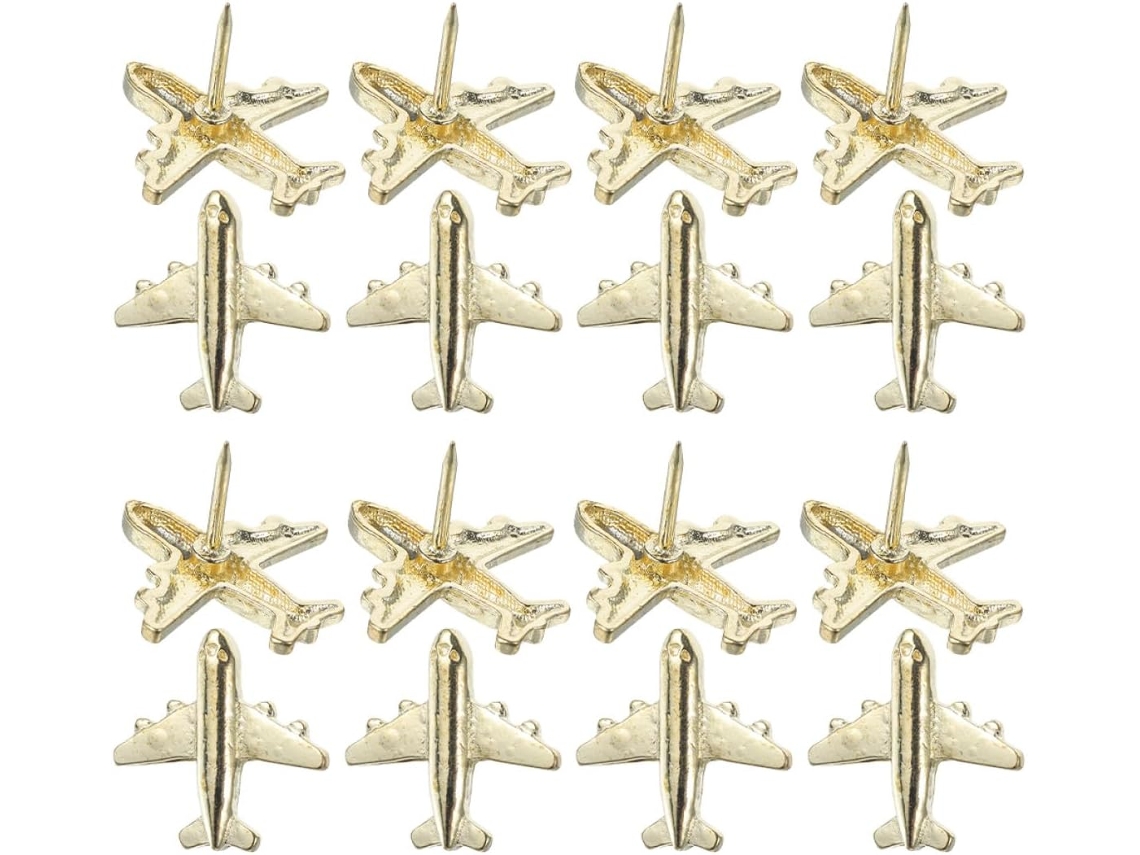 Tachinhas Douradas Em Formato Avião, 36 Peças, Para Decorar Quadrados E Paredes De Cortiça Fotos Em Casa