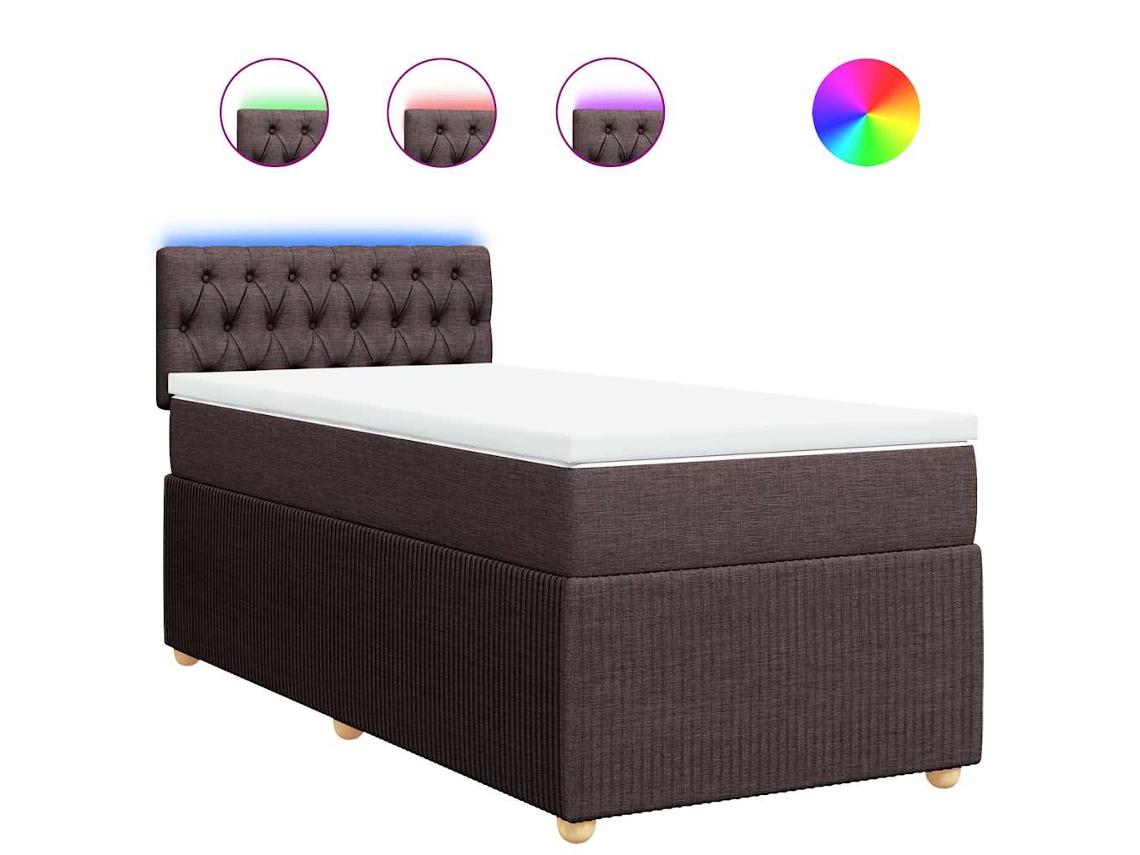 Conjunto 1 Cama Box Spring Vidaxl Marrom Tecido (200 X 90 X 100.5 Cm)