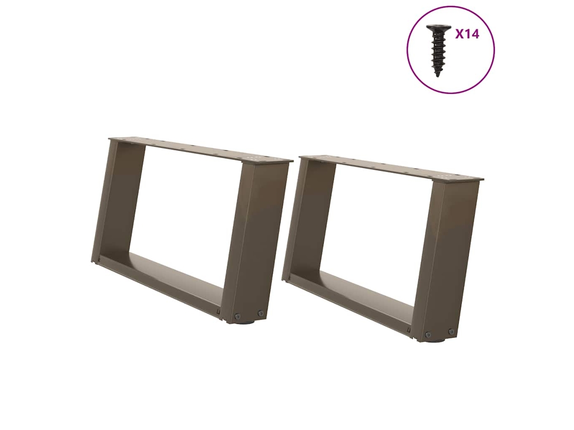 Vidaxl Pés Para Mesa De Centro Em Formato De U, 2 Peças, Aço Natural, 60x(30-31) Cm, Aço