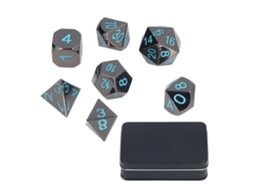 Conjunto De 7 Dados Metálicos Poliédricos Para Rpg Jogos De Tabuleiro Ensino Matemático