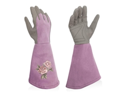 Luvas De Jardinagem Femininas De Couro Com Mangas Compridas, Luvas De Trabalho Longas Roxas.