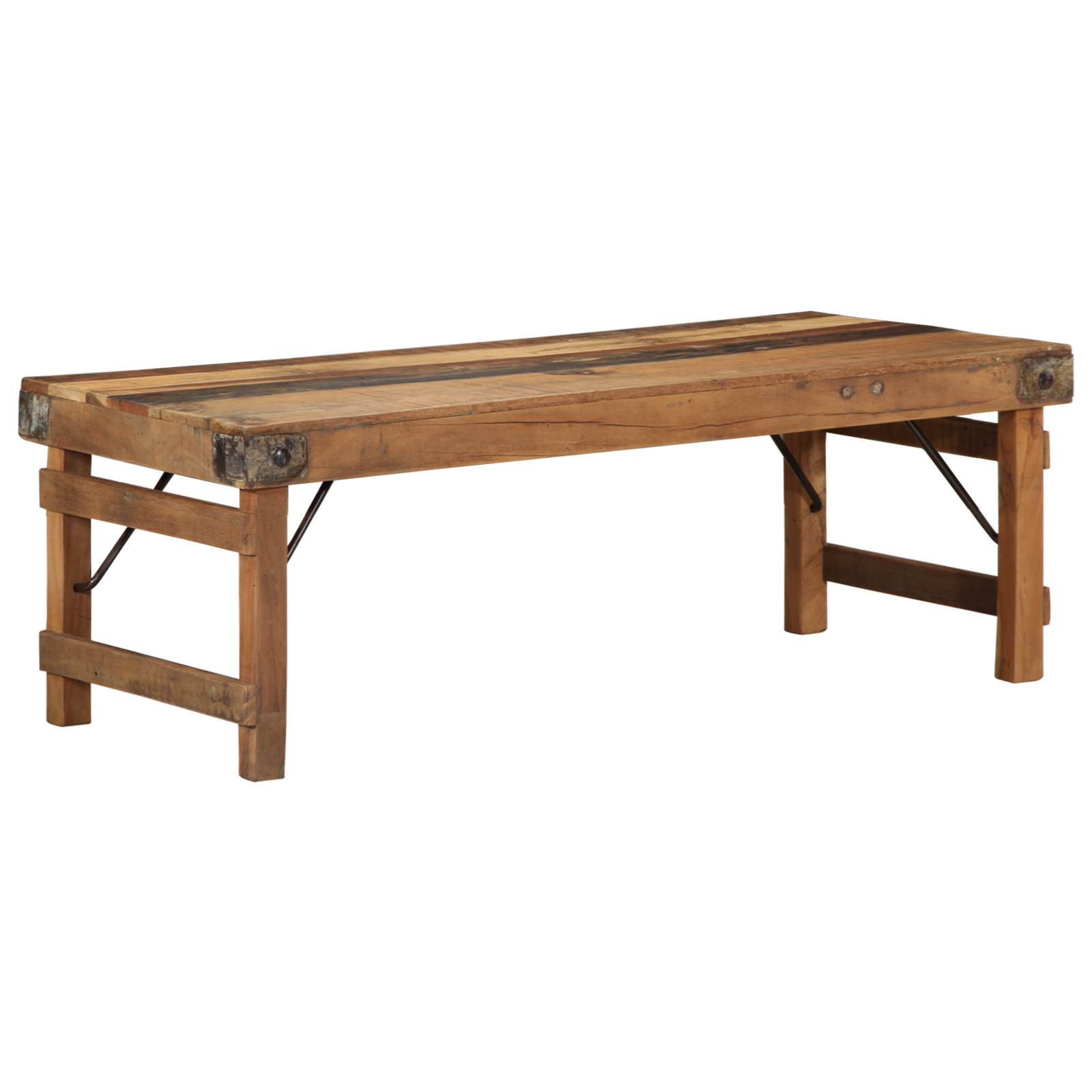 Conjunto 1 Mesa De Centro Vidaxl Castanho Madeira Recuperada Maciça (110 X 55 X 40 Cm)