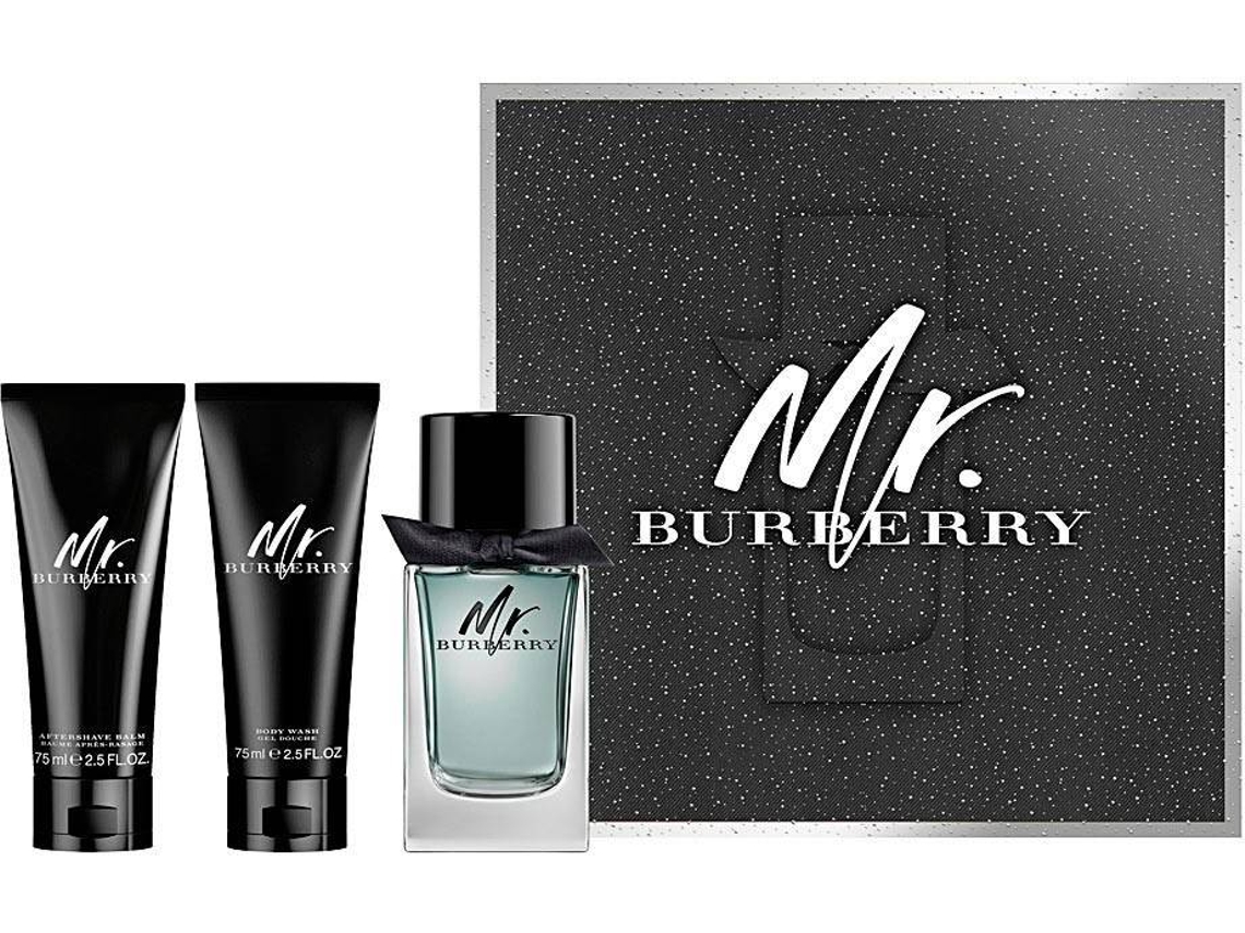 Coffret BURBERRY Mr Impermeável Edt Spray 100 ml + 75 ml Chuveiro Gel + Após 75 ml Barbear Bálsamo