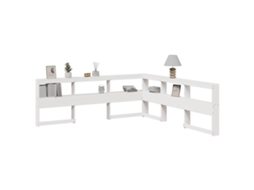 Librería con cabecero en forma de L de 200 cm en madera maciza de pino, color blanco