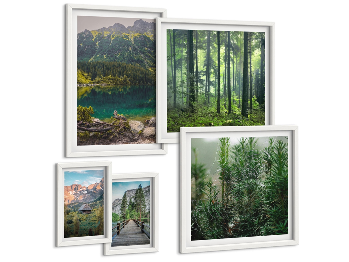Conjunto De Pinturas Paisagens De Montanha Florestas Espelharte (5 Peças)