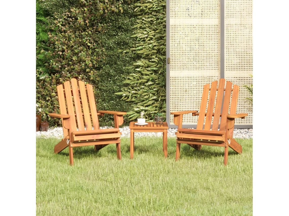 3 Pcs Conjunto Lounge De Jardim Adirondack Acácia Maciça Dkd Home Decor