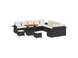 Conjunto 13 Conjunto De Sofá De Jardim Vidaxl Preto Vime Pe (90 X 55 X 71 Cm)