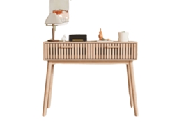 Mesa De Console, 2 Gavetas, Design Moderno, Cor De Madeira Natural 100 X 35 X 80 Cm