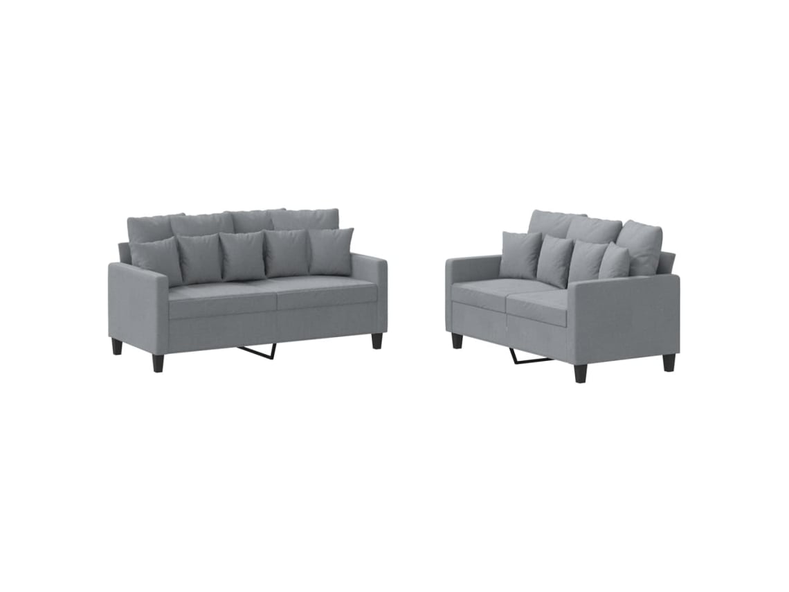 Conjunto De Sofás Vidaxl Cinzeto Tecido (158 X 77 X 80 Cm)