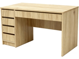 Escrivaninha Em Madeira Malika Com 5 Gavetas 120 X 75 X 55 Cm Marrom Habitat Et Jardin