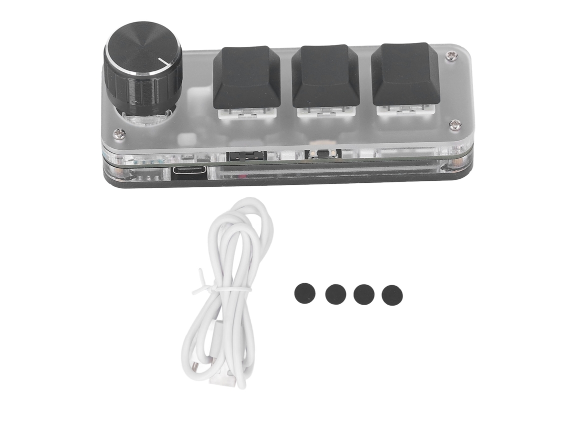 Mini Teclado Mecânico 3 Teclas Programáveis Ââusb Bt Blue Switch Com Led Rgb Aquaforge