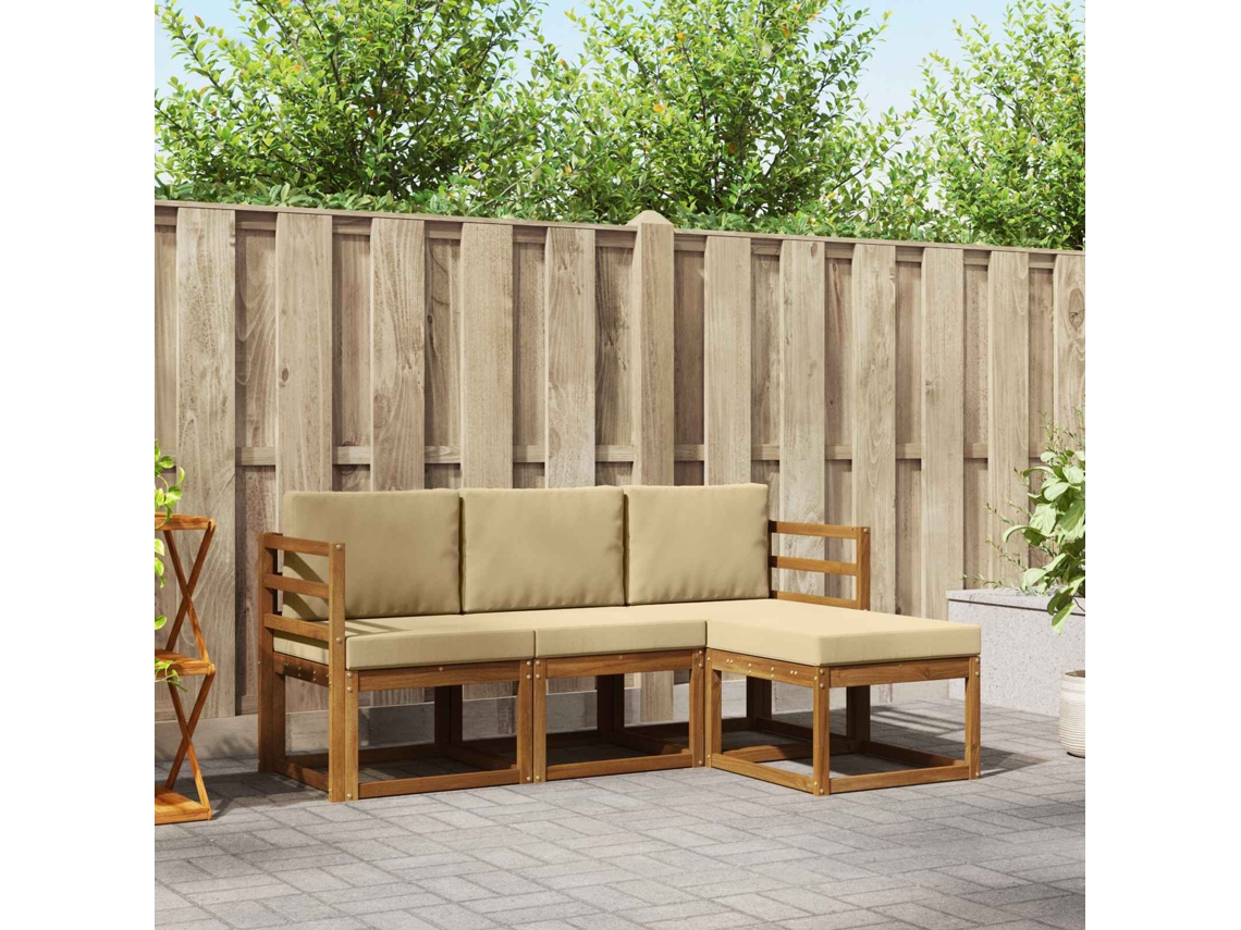 Vidaxl Conjunto De Sofás Para Exterior 4 Pcs Natural E Bege