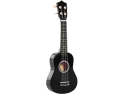 Ukulele Soprano de 21 Polegadas para Iniciantes, Ukulele de Madeira com Cordas de Náilon, Palheta e Corda Reserva, Preto pt
