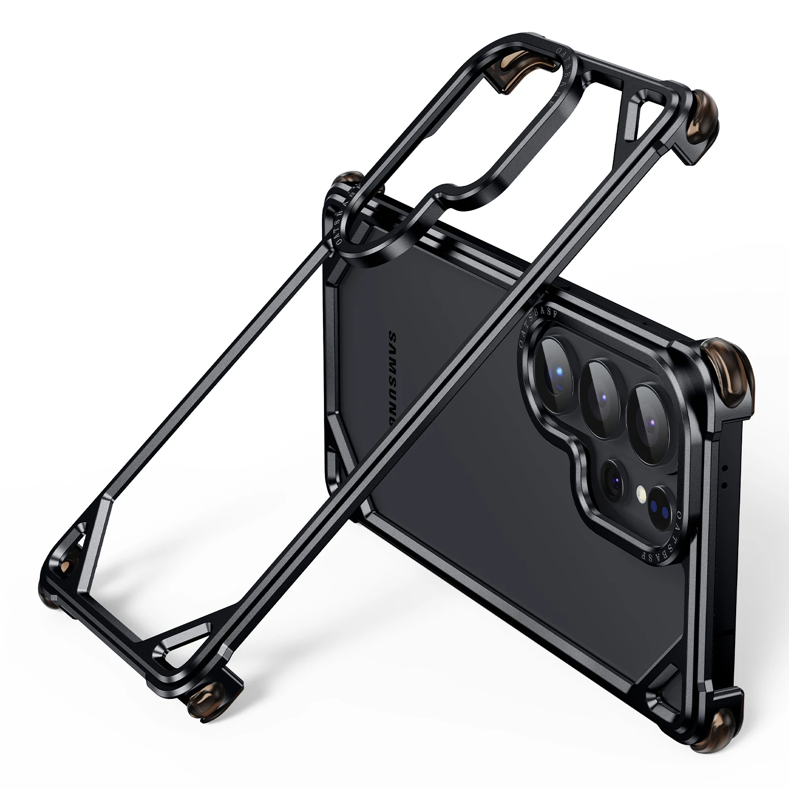 Capa Para Celular (galaxy S26 Ultra Preta), Estrutura Minimalista Em Metal, Armação Em Liga De Alumínio, Resistente A Impactos E Quedas.