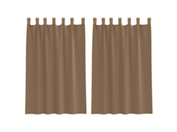 Cortinas de Voile com Laços 2 Pcs Castanho claro 140x175 Cm MAISON EXCLUSIVE