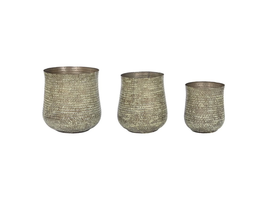Conjunto de 3 Vasos de Alumínio Patinado Verde, 44x44x46cm ALEXANDRA HOUSE LIVING
