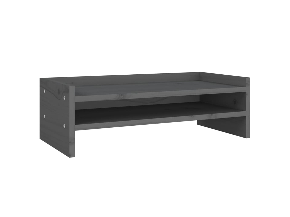 Suporte para Monitor VIDAXL 50x24x16 cm madeira de pinho maciça cinzento
