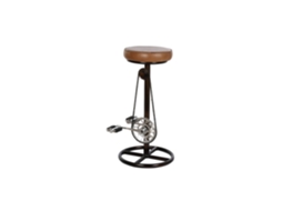 Banqueta de couro com pedais de ferro, marrom, 41x42x74cm ALEXANDRA HOUSE LIVING