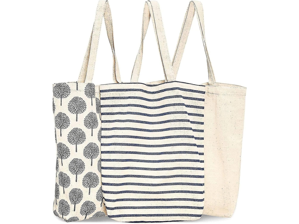 Pacote Com 3 Sacolas De Algodão Para Compras, 38 X 42 X 9 Cm Aquaforge