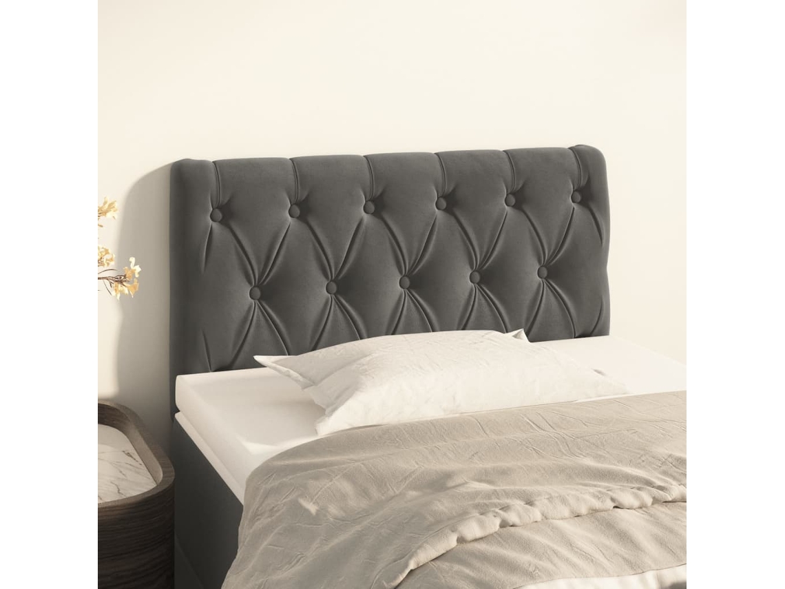 Vidaxl Cabeceira De Cama Veludo 80x7x78/88 Cm Cinzento-escuro
