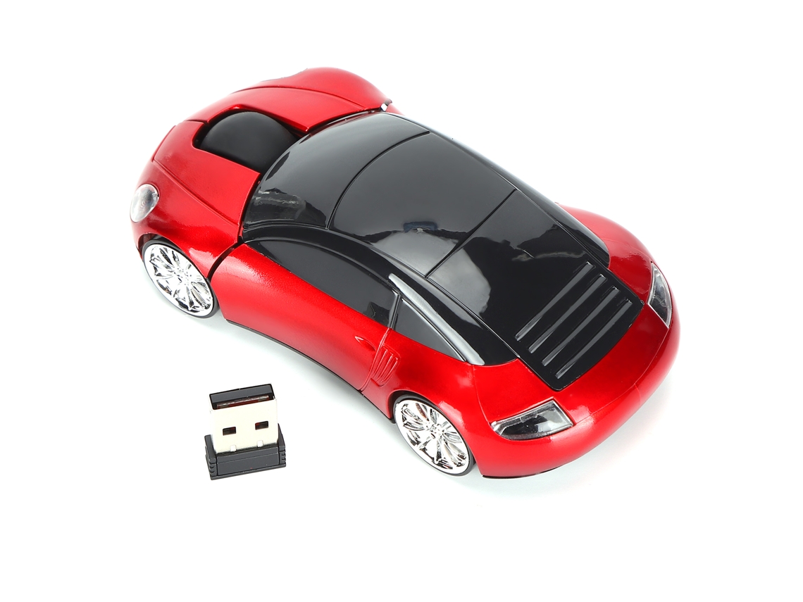 Mouse Sem Fio 2.4G Carro Portátil USB Receptor Óptico 1600dpi Vermelho S/MARCA