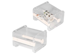 Dispensador Transparente de Fita Adesiva Multifuncional, 2 Peças com Cortadores, Suporte de Mesa para Escritório, Design Transparente GOKOCO