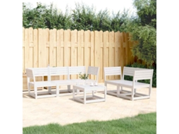 Vidaxl 5 Pcs Conjunto De Sofás De Jardim Madeira Pinho Maciça Branco