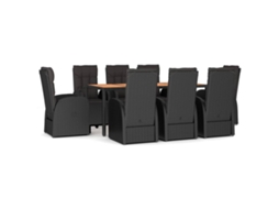 Garden Dining Set, Garden Dining Sets Vidaxl Preto Rattan / Vime (mesa Com 190 Cm De Comprimento)