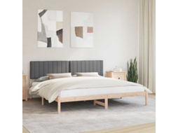 Vidaxl Estrutura De Cama Com Cabeceira Estofada Cinza Escuro