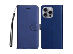 Capa Em Couro Pu Para Apple Iphone 16pro Max, Azul