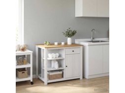 Vidaxl Conjunto De Ilha De Cozinha 2 Unid. Panama Branco E Cera De Mel