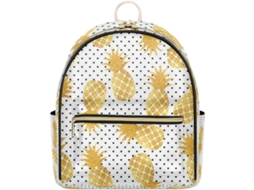 Mochila Tropicallife em Couro com Estampa de Abacaxi e Coração para Meninas Estampas Pe Impermeável