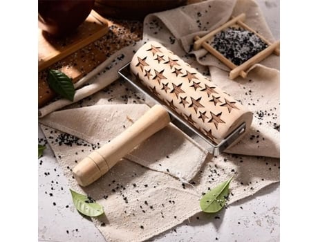 Massa Madeira Roll Ej.life Padrões De Estrelas, Flocos de Neve e Alce Branco 270g