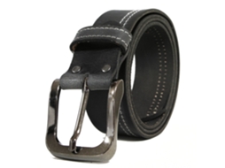 Cinto De Jeans Preto De 40 Mm Em Couro De Bezerro
