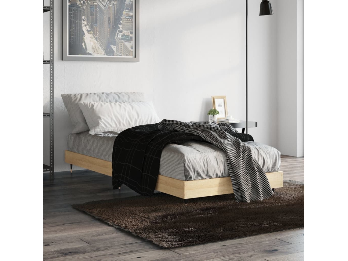 Vidaxl Estrutura Cama S/ Colchão Derivados De Madeira Carvalho Sonoma