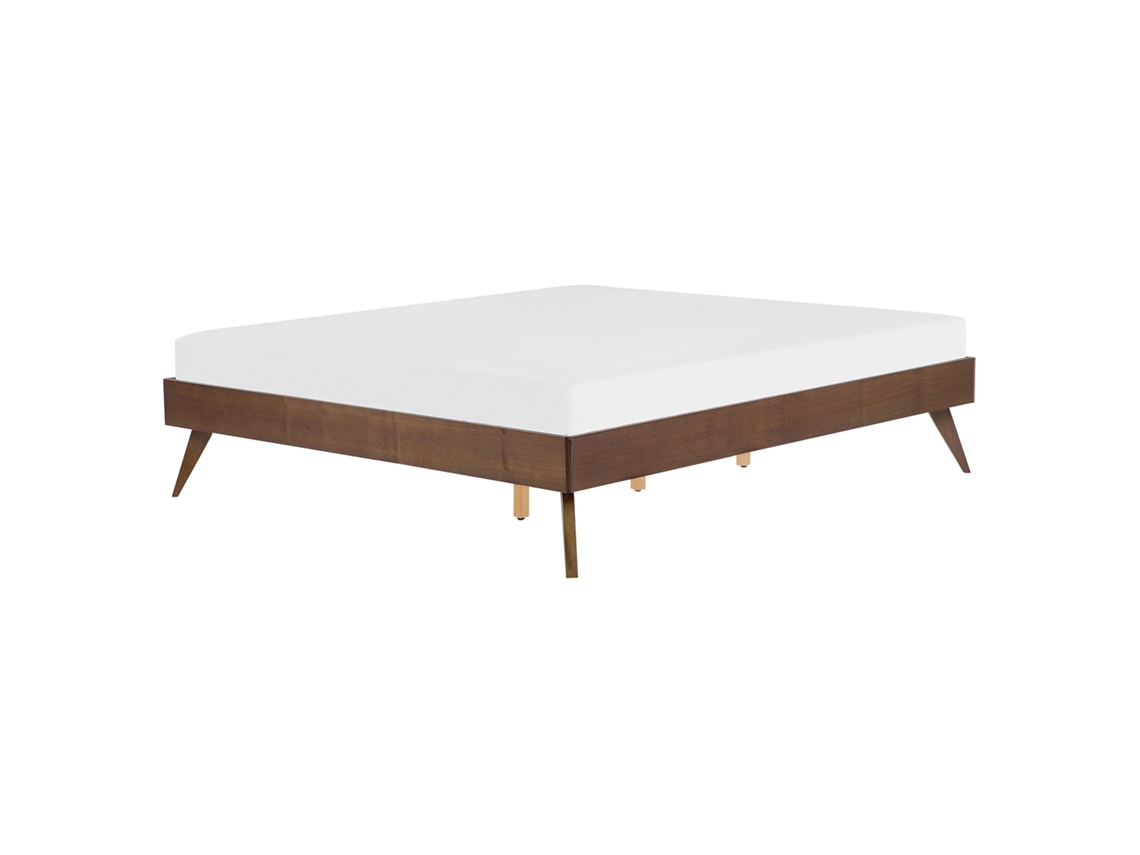 Cama de Casal BELIANI Berric de Mdf Freixo Escuro 160x200