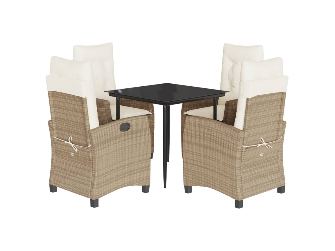 Garden Dining Set, Garden Dining Sets Vidaxl Bege Rattan / Vime (80 Cm Table Length)