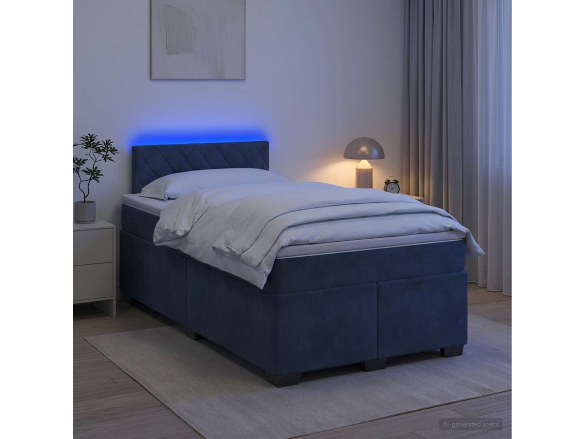 Vidaxl Cama Box Spring Com Colchão E Led Cinzento-escuro 120 X 190 Cm