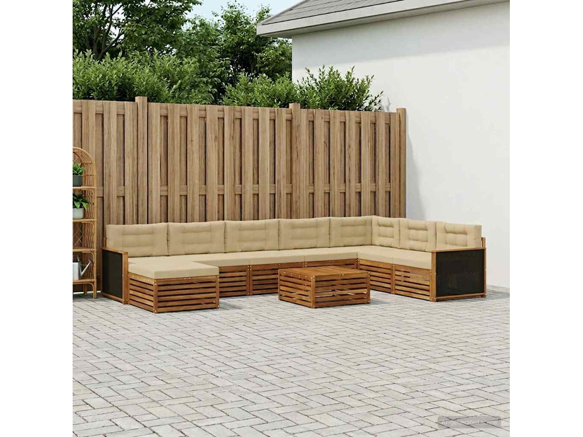 Vidaxl Conjunto De Sofás Para Exterior 9 Pcs Natural E Bege