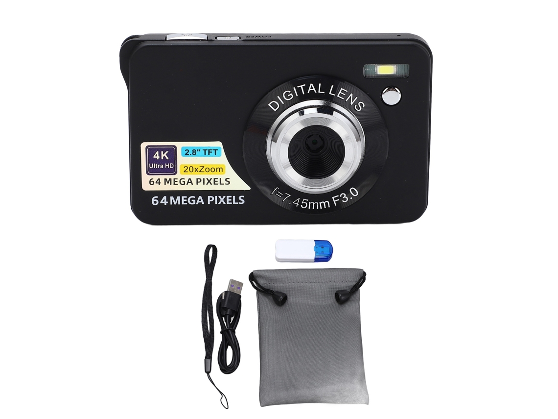 Raum-câmara Digital 64mp Com Autofoco E Zoom Digital 20x Para Vlogging, Tela De 2.8 Polegadas