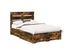 Estrutura de Cama com Gaveta MAISON EXCLUSIVE Carvalho Defumado 120 X 200 cm