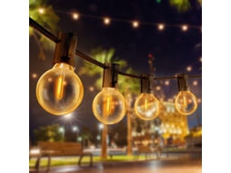 Luzes de Festa ao Ar Livre 9m LED Impermeável 30+2 G40 Conexíveis Branco Quente Nova Line