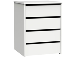 Cômoda Armário Interior, Mesa De Cabeceira, Cômoda De Quarto, Sinfonier 4 Gavetas 63,5x46x45 Cm Briebe Clarity Branco